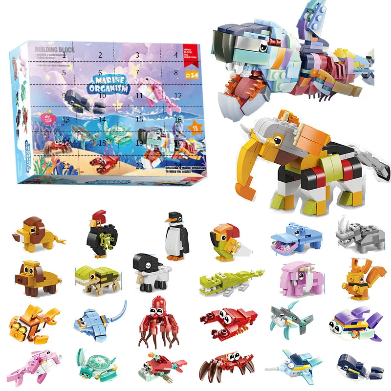 

Diy Building Blocks Christmas Advent Calendar Box Toy Animal Insects Building Bricks Model For Kids Countdown Calendar Xmas Gift