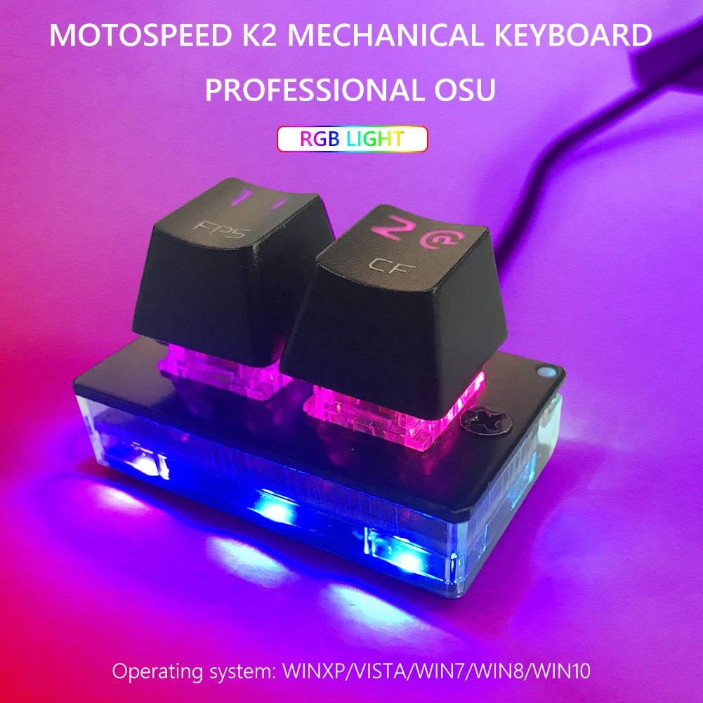 

MOTOSPEED K2, эргономичная механическая клавиатура OSU с 2 клавишами, макропрограммирование, режим горячей замены, RGB подсветка, игровая мини-клави...
