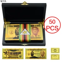 50pcs zimbabwe gold foil banknotes millillion dollars classic vintage money with box art worth collection festival gift