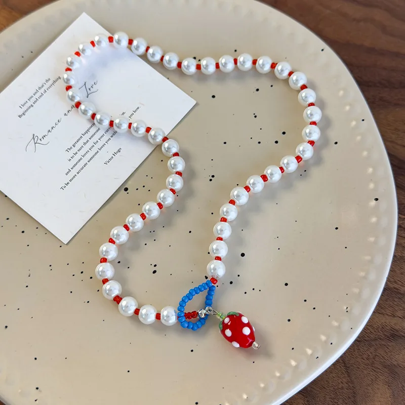 Minar забавные красные смоляные стеклянные бусины с клубникой и фруктами имитация