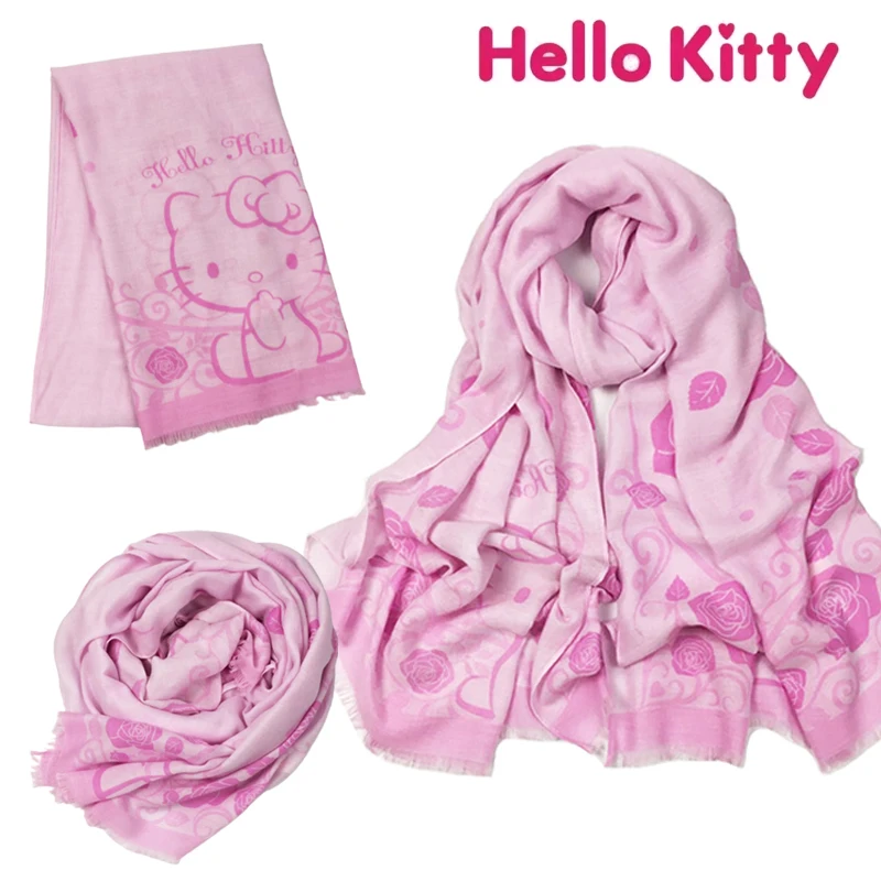 Женский зимний шарф Hello Kitty утолщенный теплый шарф-шаль милый детский шейный
