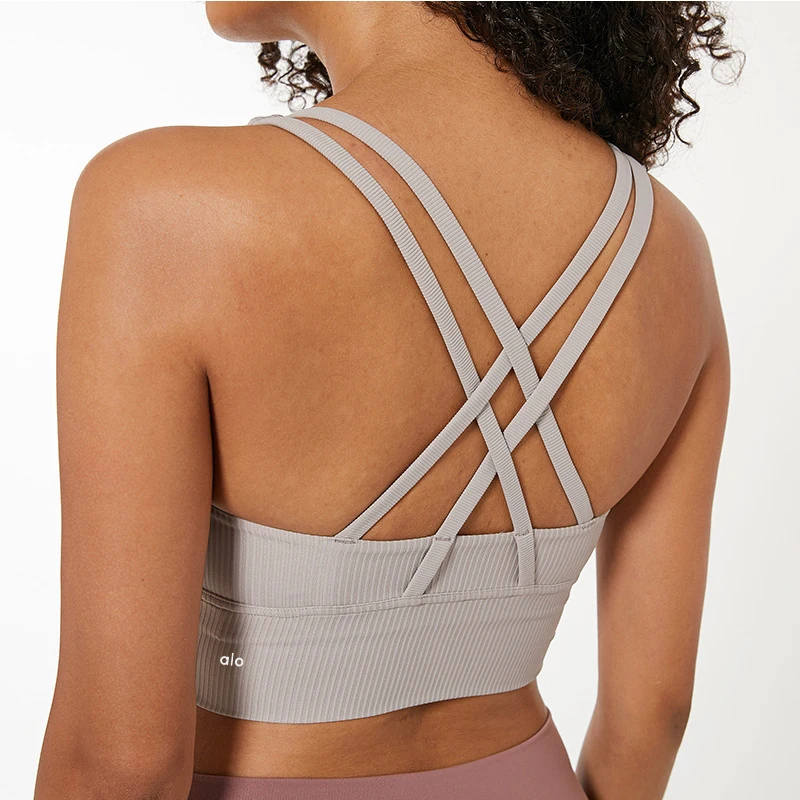 

Alo Yoga Sexy Sports Underwear Women's High-Strength Shockproof Yoga Vest Suspenders Threaded Fitness Bra Running Casual Tights