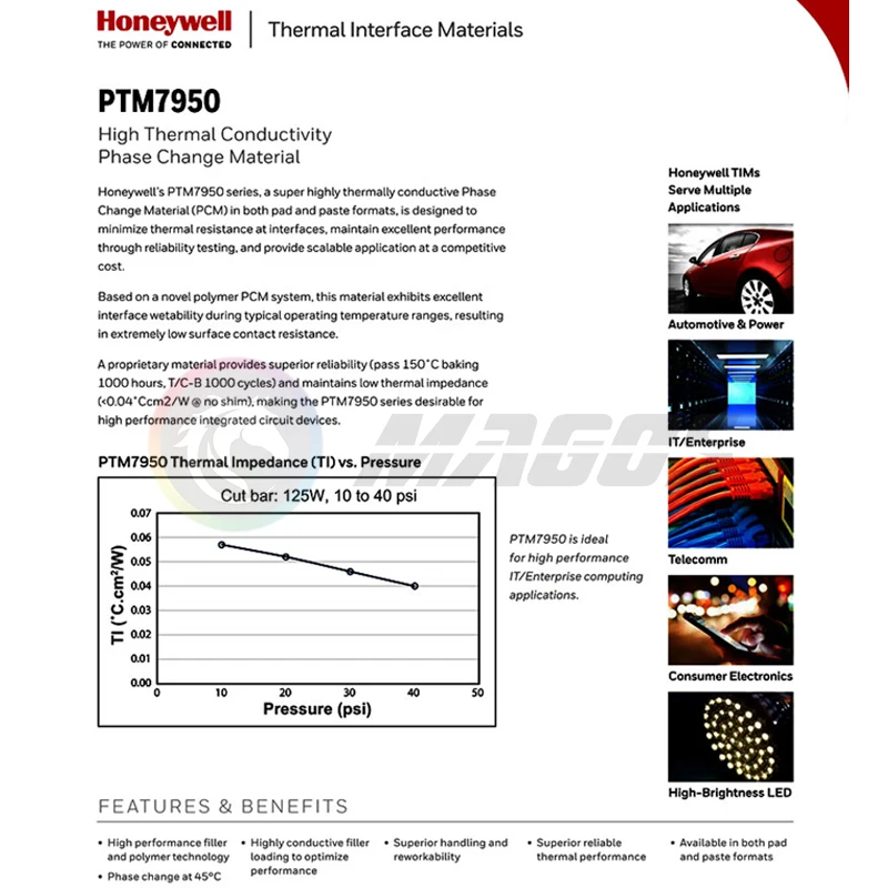 Термопрокладка Honeywell PTM7950 с изменением фазы многоразмерная для процессора