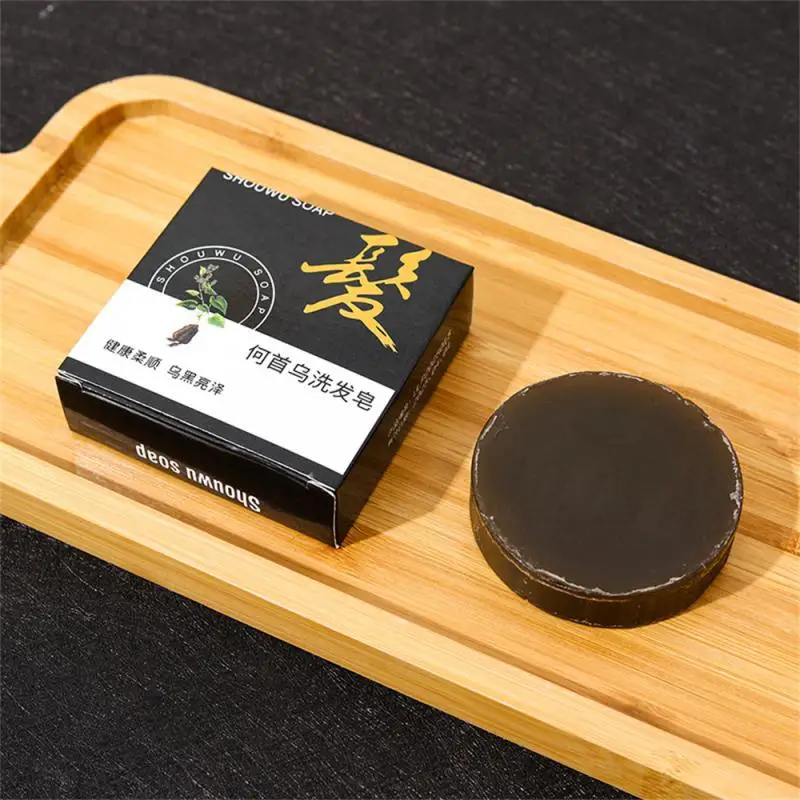 

1pcs Shampoo Soap Natural Polygonum Black Sesame Scalp Hair Darkening Soap