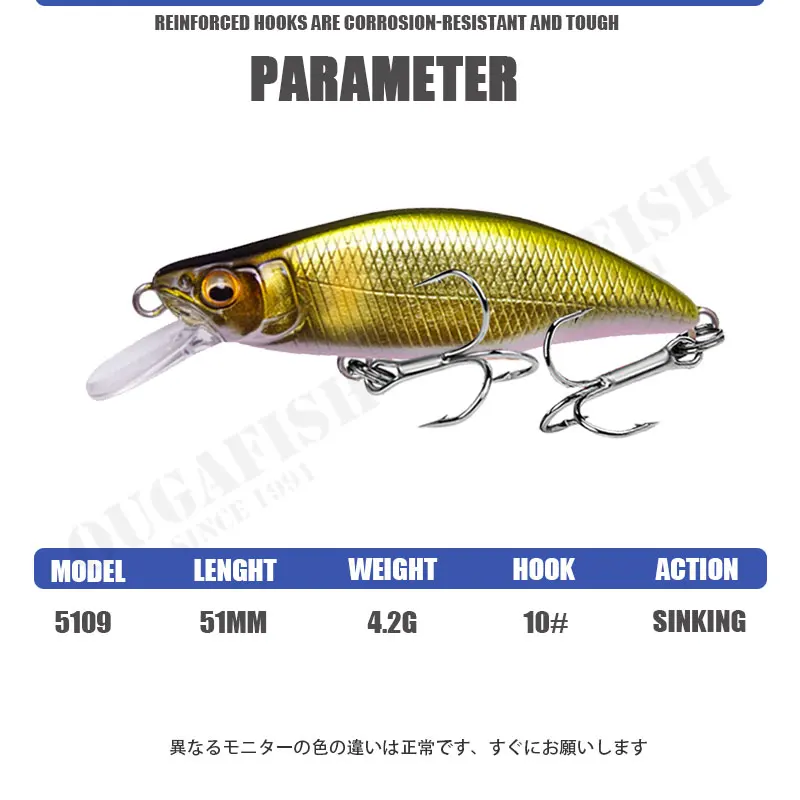 Fishing Accessories Lures Minnow Weights 4G 51cm Sinking Mino Isca Artificial Bait Pesca Wobblers For Blackfish Leurre Tackle