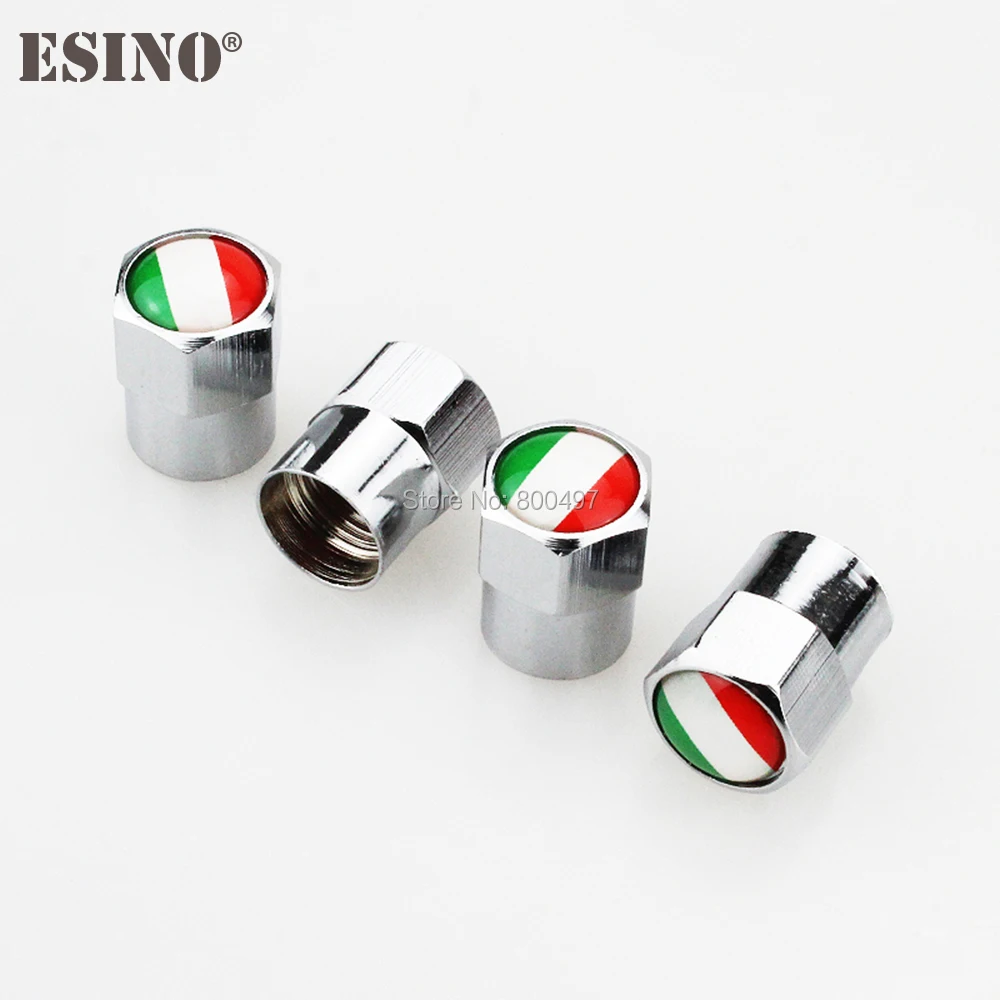 

4 x Car Styling Stainless Zinc Alloy Italy National Flag Car Tire Valve Caps Wheel Tires Tyre Stem Air Cap Airtight Covers