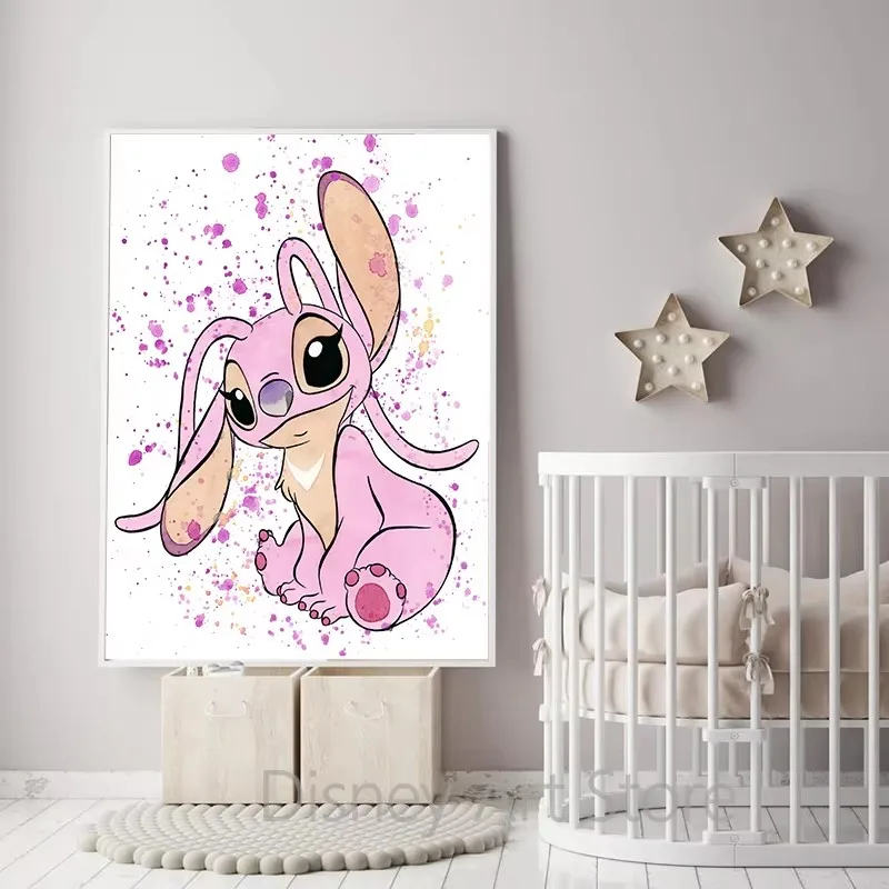 Стич Охана кинопостер Лило и Ститч искусство принты акварель семейная детская