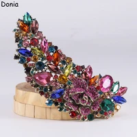 donia jewelry explosive high end aristocratic large color crystal inlaid alloy brooch crystal bridal corsage