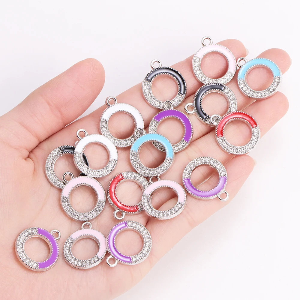 10 шт. круглые подвески с эмалью 21 х17 мм