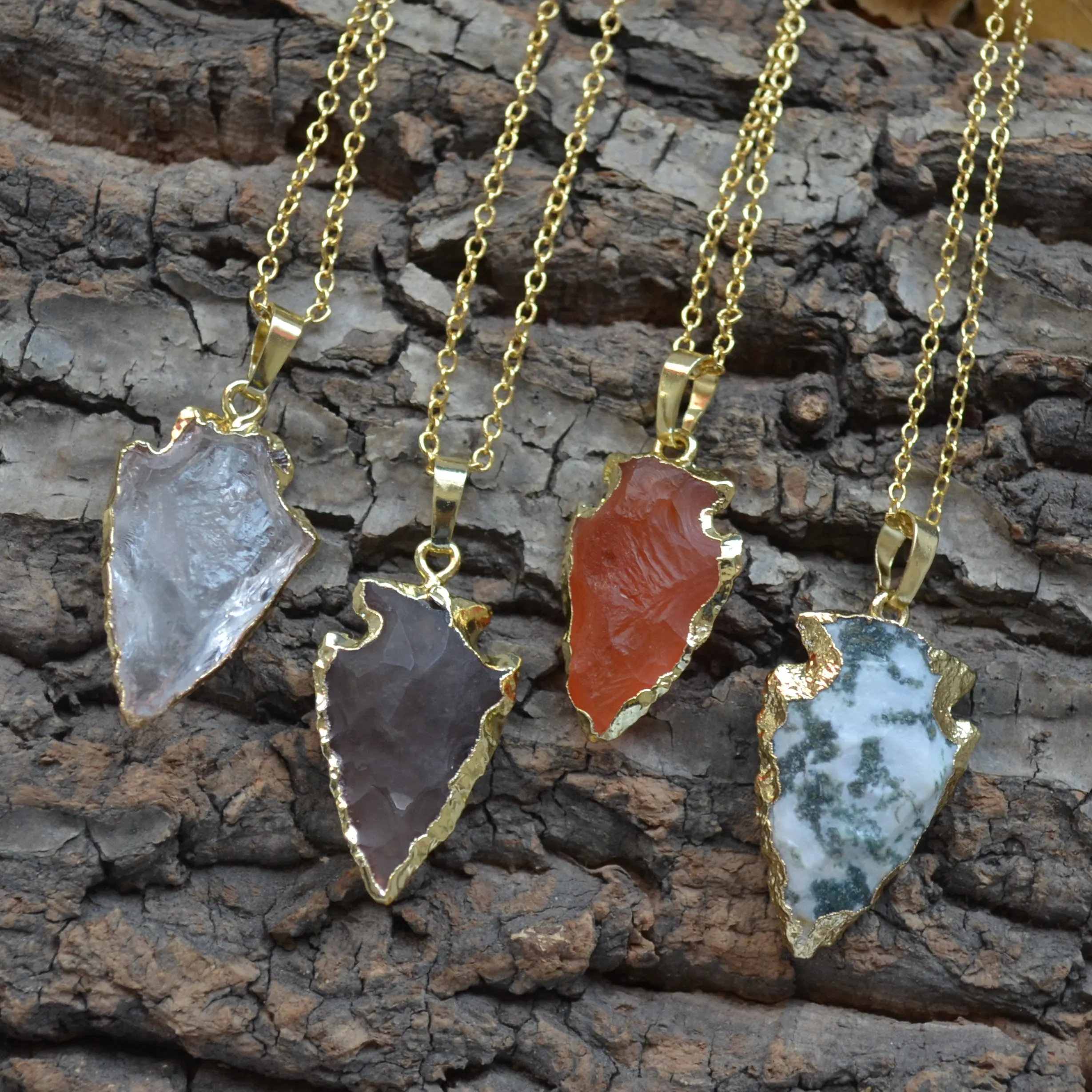 

Nature agate arrow head shape pendant necklace Fashion women jewelry