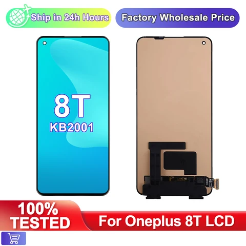 Super AMOLED для Oneplus 8T 1 + 8T 9R ЖК-дисплей с цифровым преобразователем сенсорного экрана в сборе для Oneplus 8t KB2001 KB2000 KB2003 KB2005 ЖК-дисплей