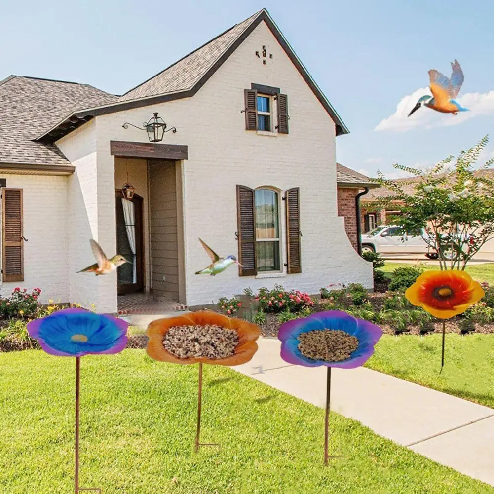 Уличная кормушка для птиц металлическая ванночка с крючком кормления сада двора