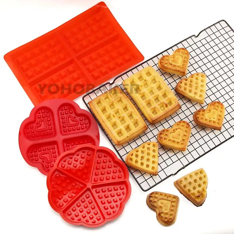 

Силиконовая форма для вафель, инструменты для выпечки, формы для выпечки в форме сердца, формы для выпечки, антипригарные кухонные аксессуары «сделай сам»