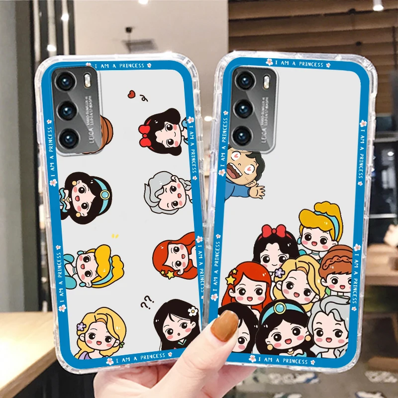 

Disney Princess Cute Transparent Phone Case For Huawei P50 P40 P30 P20 Lite P Smart Z Pro Plus 2019 2021