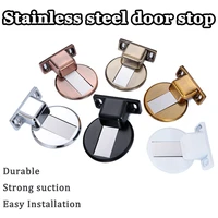 1 set magnetic door holder stopper invisible doorstop wall floor mount safety catch stainless steel door suction bedroom supplie