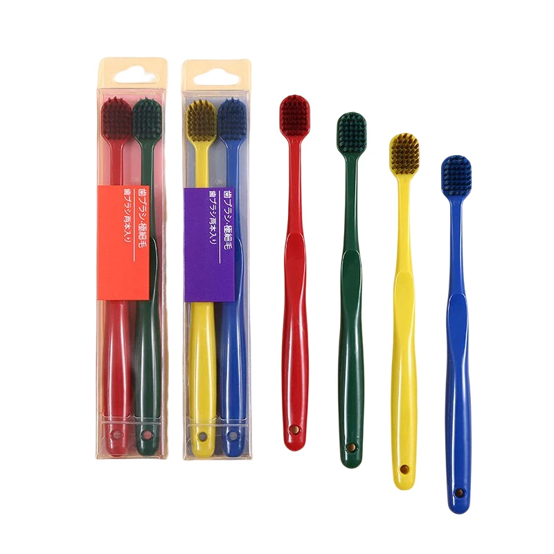 

Wide-headed Toothbrush Korean Macarone Couple Japanese Series 2pcs Soft-haired Toothbrush Small Plate Couple Soft Toothbrushes