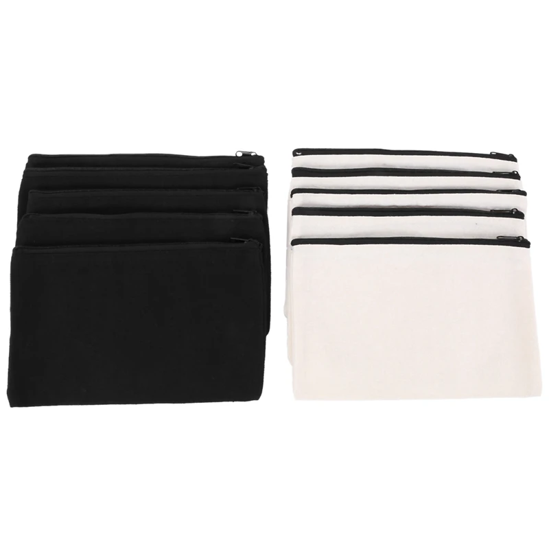 

10Pcs Canvas Makeup Bags Canvas Zipper Pouch Bags Pencil Case Blank DIY Craft Bags Pouch For Travel DIY Craft School