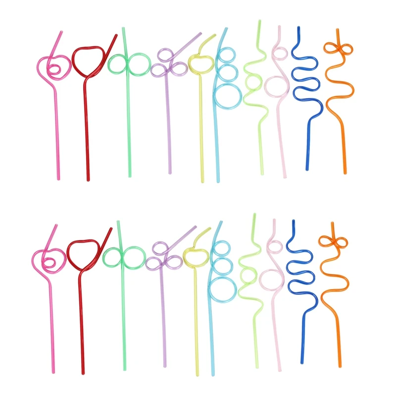 

100X Crazy Loop Straws, Crazy Silly Colorful Reusable Drinking Straws Mega Pack BPA And PFOA Free