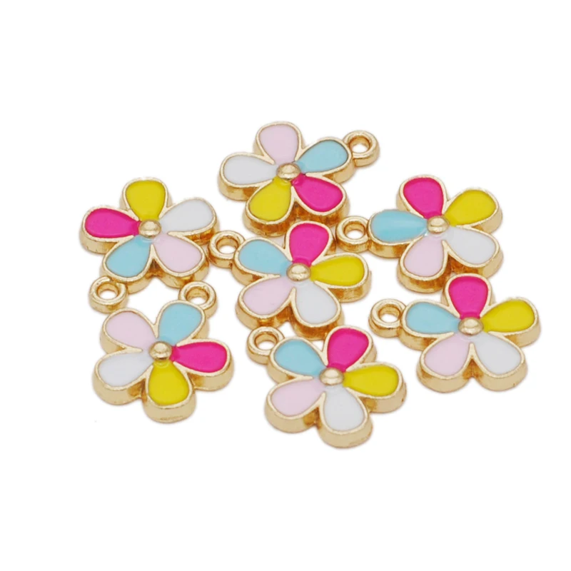 10 шт./лот модные эмалевые Подвески в виде пяти цветов, 12*15 мм, металлические подвески из цинкового сплава для изготовления ювелирных изделий своими руками
