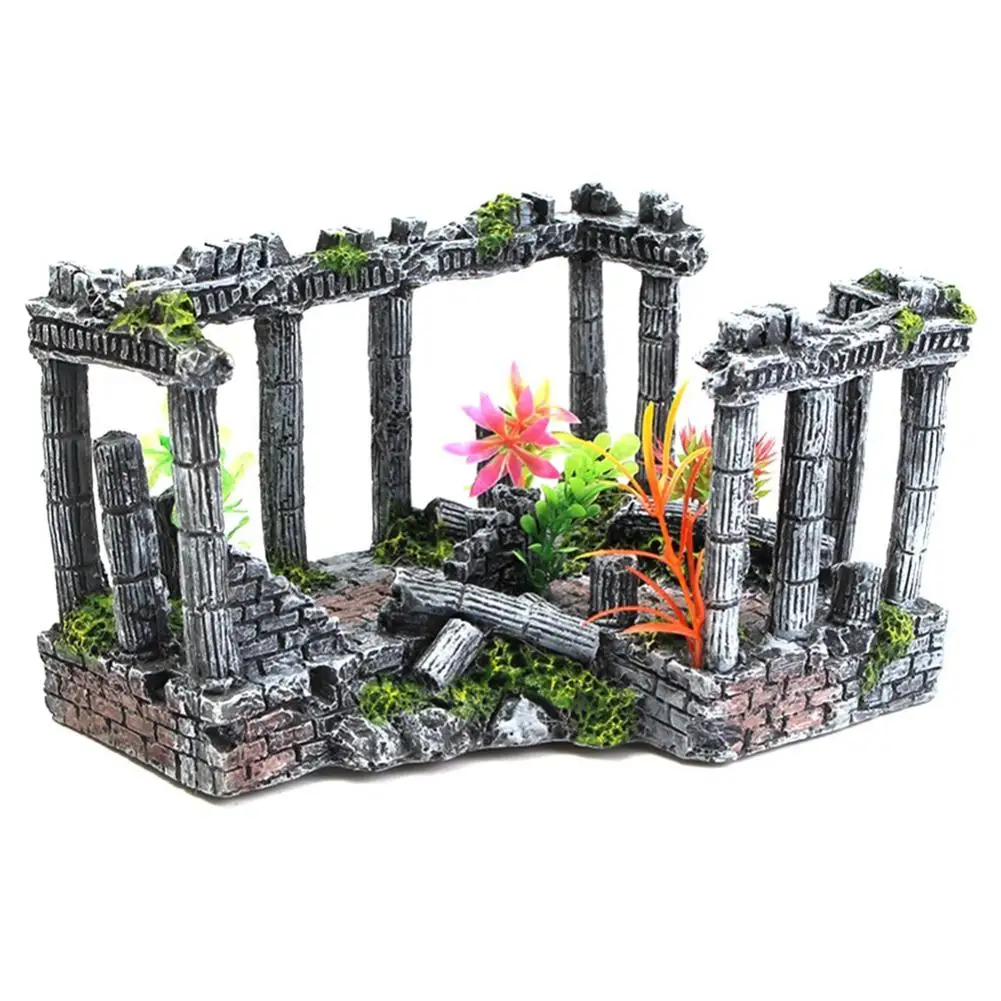 

Artificial Fish Tank Ancient Roman Column Ruins European Castle Ornament For Aquarium Decorations Reptile Box Landscape dropship