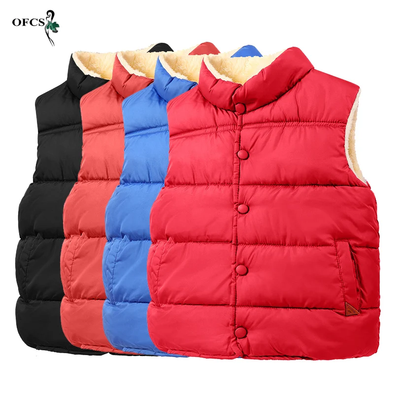 

Autumn Children's Vests Cotton Coats 5-15Years Old Warm Waistcoats For Boys & Girls Solid Teenagers Young Unisex Vests Outerwear