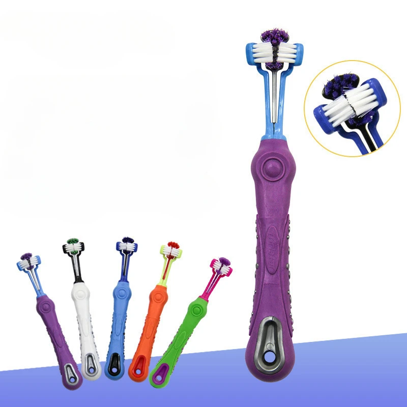 

Three-Head Multi-Angle Toothbrush for Pet, Oral Cleaning Supplies, Dog and Cat Toothbrush, 3Pcs