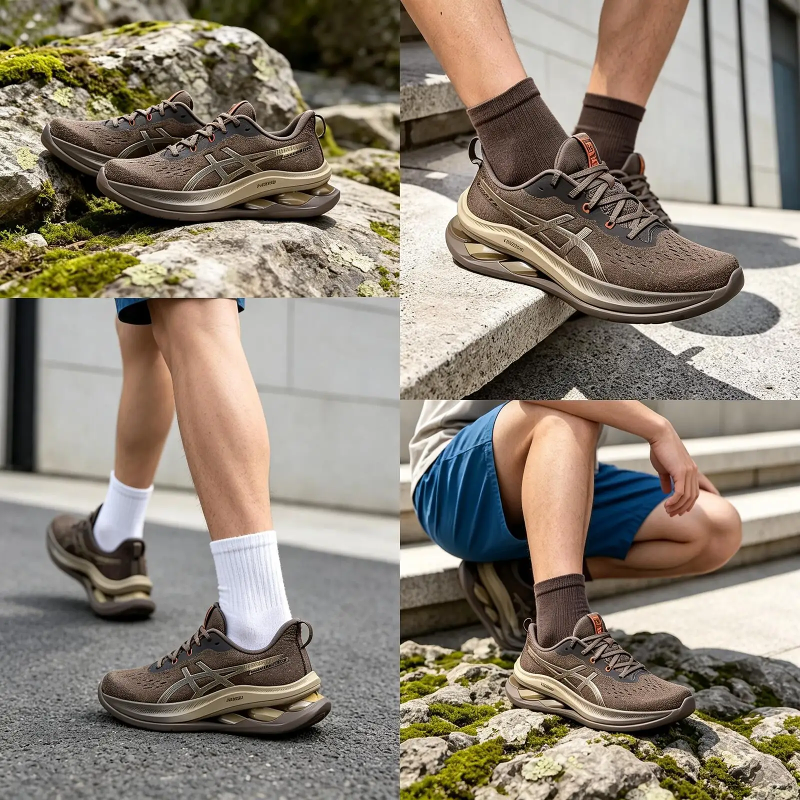 Фото Мужские кроссовки для бега Hot Asics Gel-Kinsei Max коричневого цвета с низким верхом: удобные, универсальные, прочные и отзывчивые 1011C204-250 №1