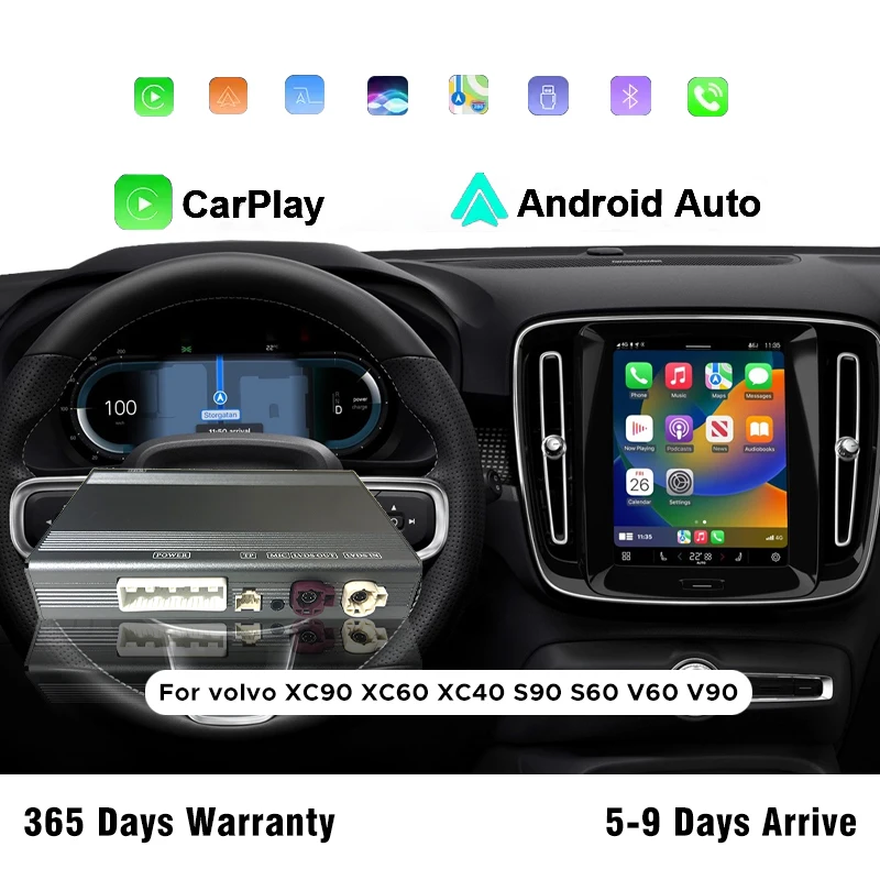 

Беспроводной Apple Carplay Box Android Auto для Volvo XC90 XC60 XC40 S90 S60 V90 Навигационное радио Автомобильный DVD-плеер Mirror Link Airplay