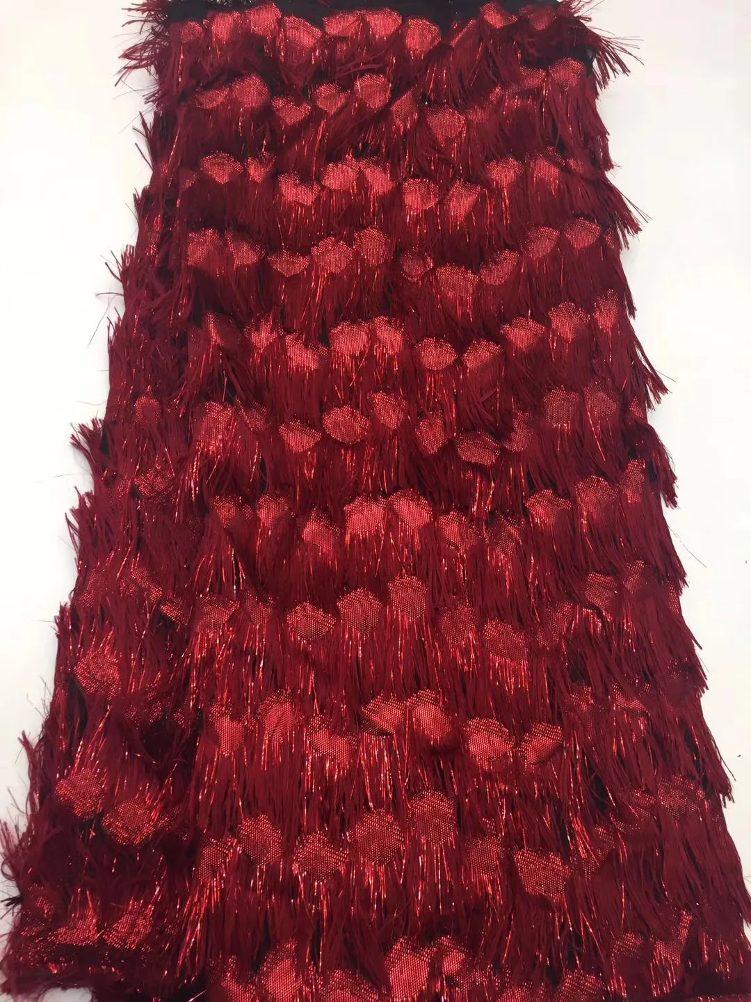

African Beaded Lace Fabric 2021 High Quality Lace Material Wine French Lace Fabric Nigerian Tulle Mesh Lace Fabrics RF314