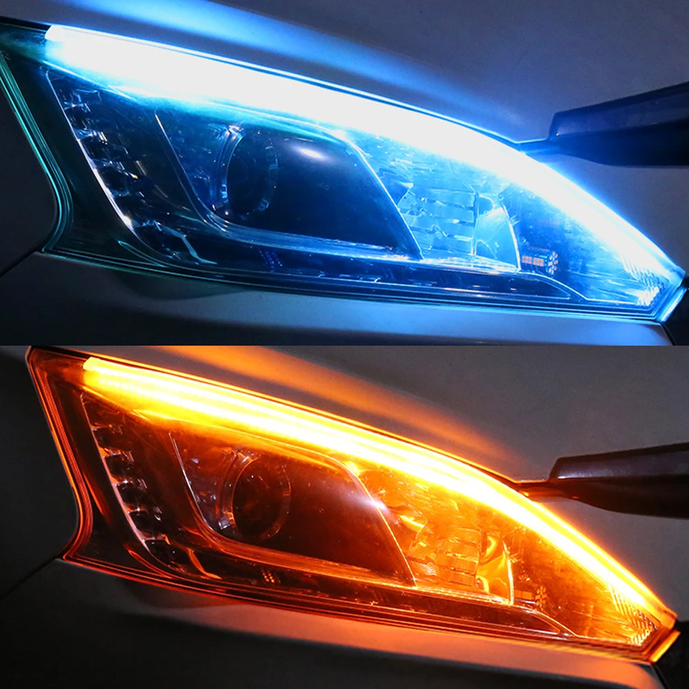 

2pc LED DRL luce di marcia diurna per Auto striscia impermeabile flessibile fari automatici indicatori di direzione bianchi indi
