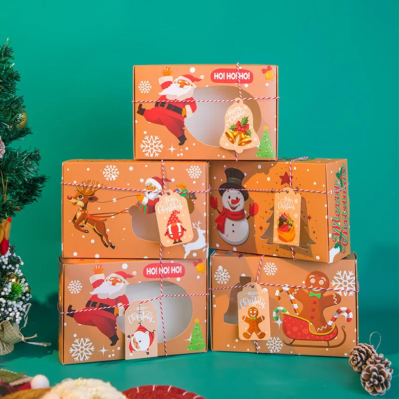 LBSISI Life-Christmas Treats Boxes рисунок Санта-Оленя многоразовые упаковка печенья товары для