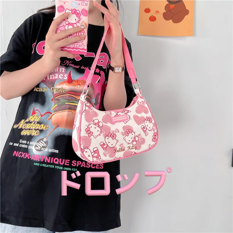 

Kawaii Sanrio Hello Kittys My Melody Cinnamoroll сумка-мессенджер аниме Студенческая вместительная сумка через плечо для хранения подмышек