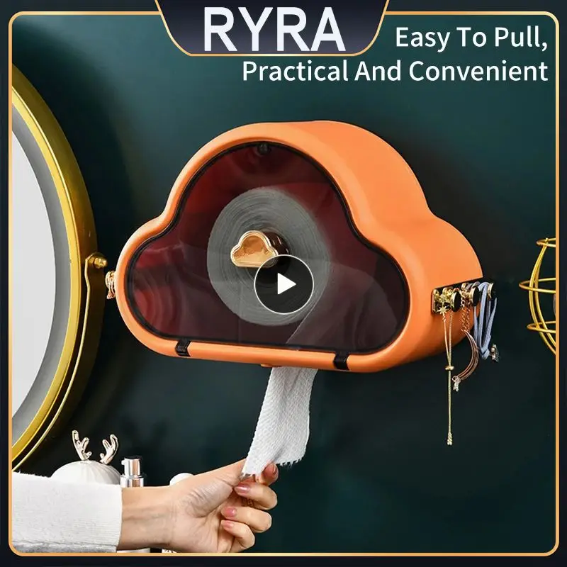 

Waterproof Toilet Paper Holder Plastic Paper Towel Holder Wall-mounted Bathroom Rack Accessories Multi-function Storage Box Rack