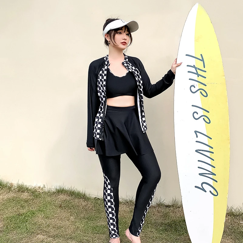 

Women 5 Pieces Swimming Suit PlUS Size Summer Beach Wear Long SLeeves Push Up Surfing Suit Femmale Rashguards 2023 New