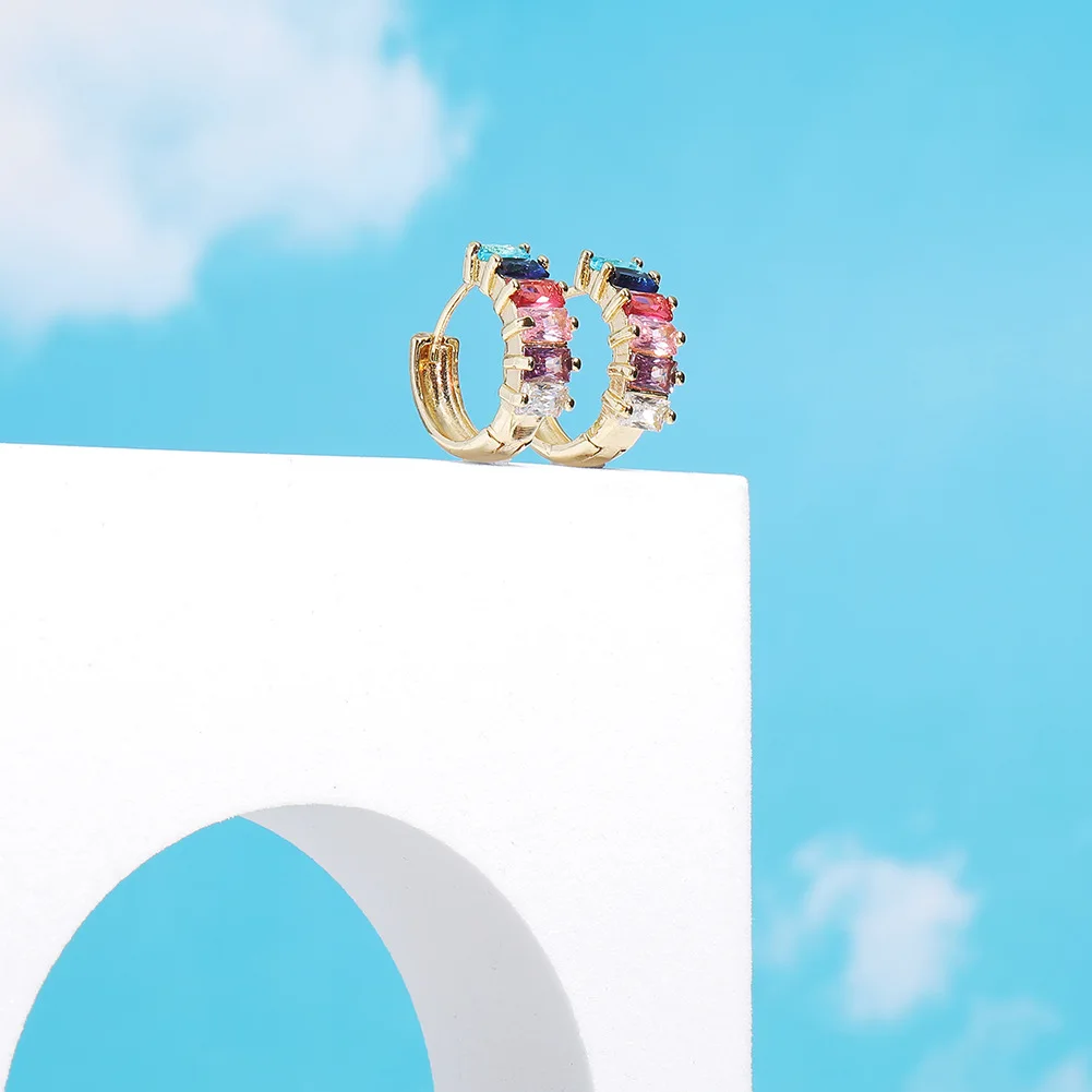 

New Charming Women's Jewelry Copper Inlaid CZ Fashion Pop Earrings Small Fresh Retro Temperament Accessories Party Holiday Gifts