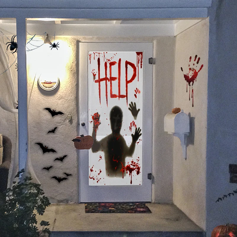 Страшная Наклейка С Пятном Крови Украшение На Окно Двери Хэллоуин Призракly