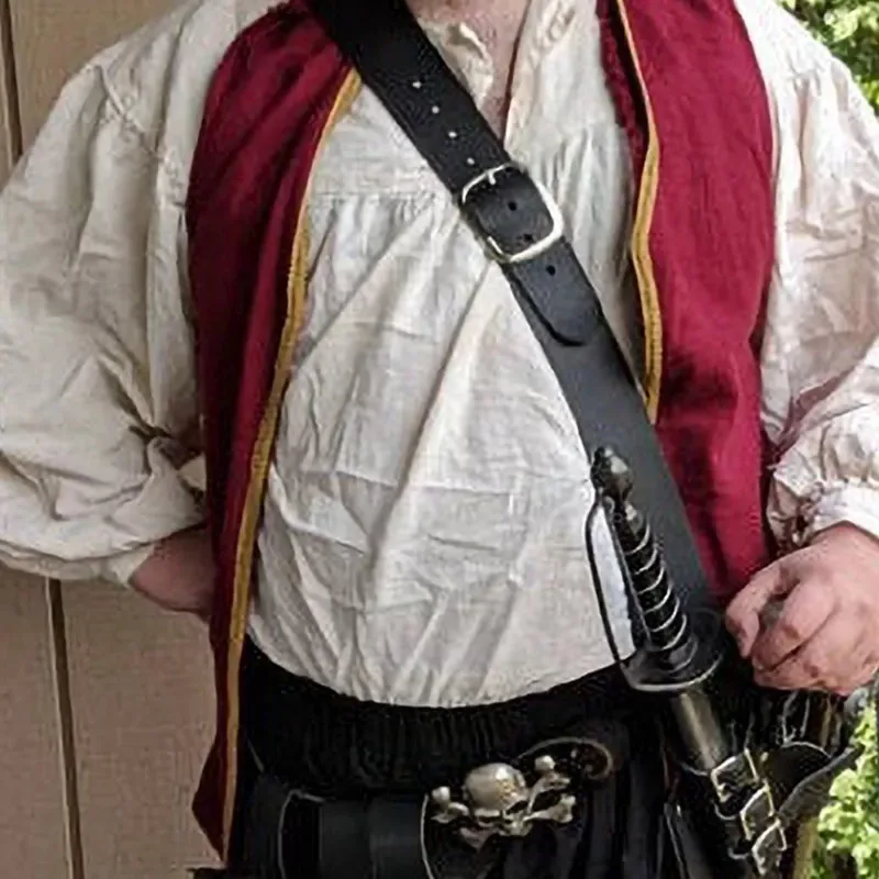 Фото Кожаный плечевой ремень, меч Flintlock, кобура для пистолета, кобура в стиле стимпанк, рыцарь, пиратский костюм, Ларп, ножницы, лягушка, бальдрик №2