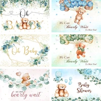 boy girl bear oh baby shower backdrop eucalyptus leaf photography background we can bearly wait to meet you party decor banners