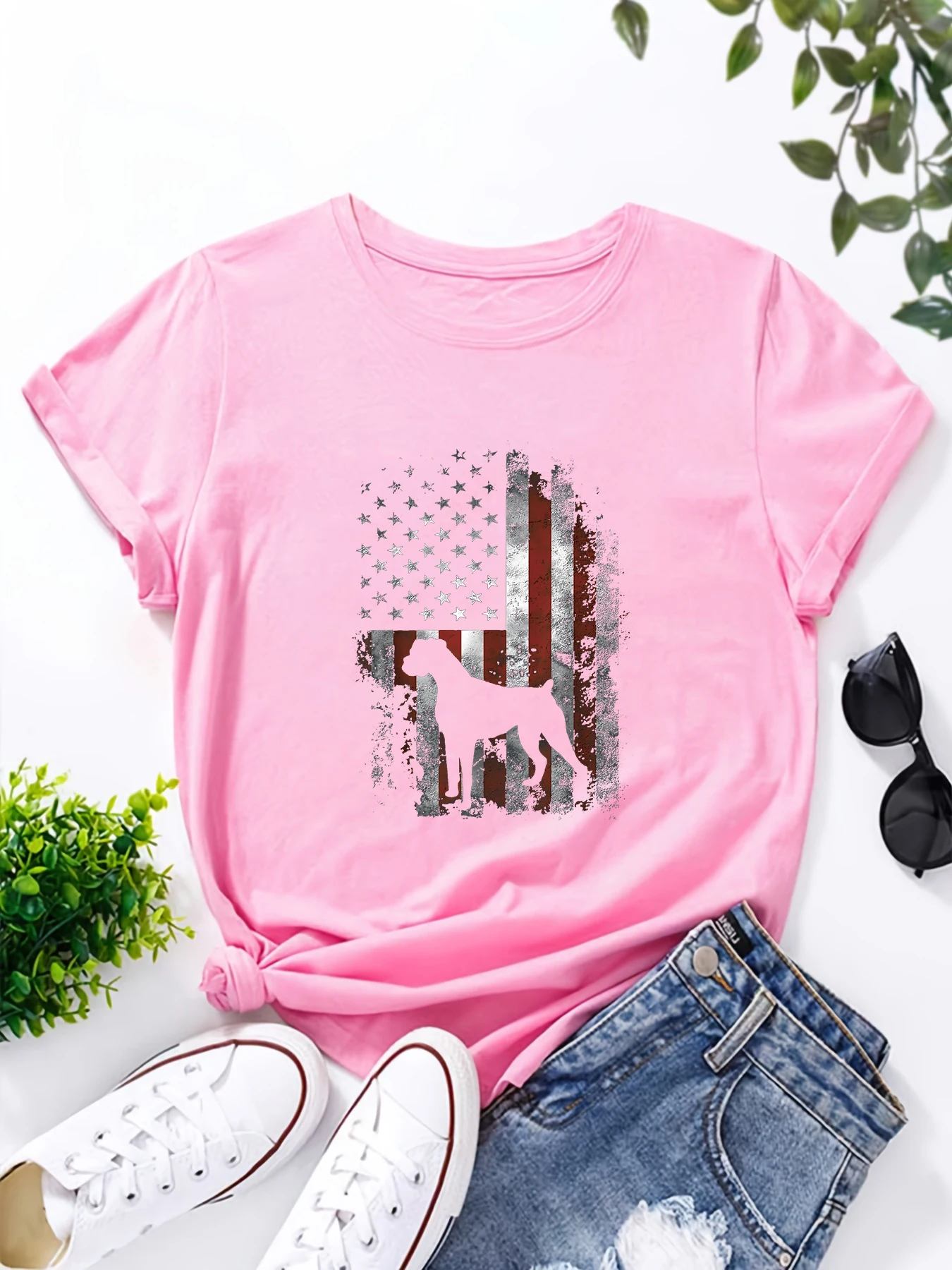 Повседневная модная женская футболка Dogo серебристо-американский флаг с принтом