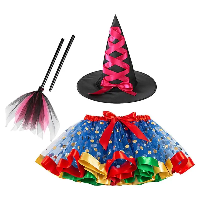 

Witch Costume For Girls Toddler Witch Costume Skirt Hats Broom Cosplay Outfits Toddler Tulle Dress Halloween Carnival Fancy Part