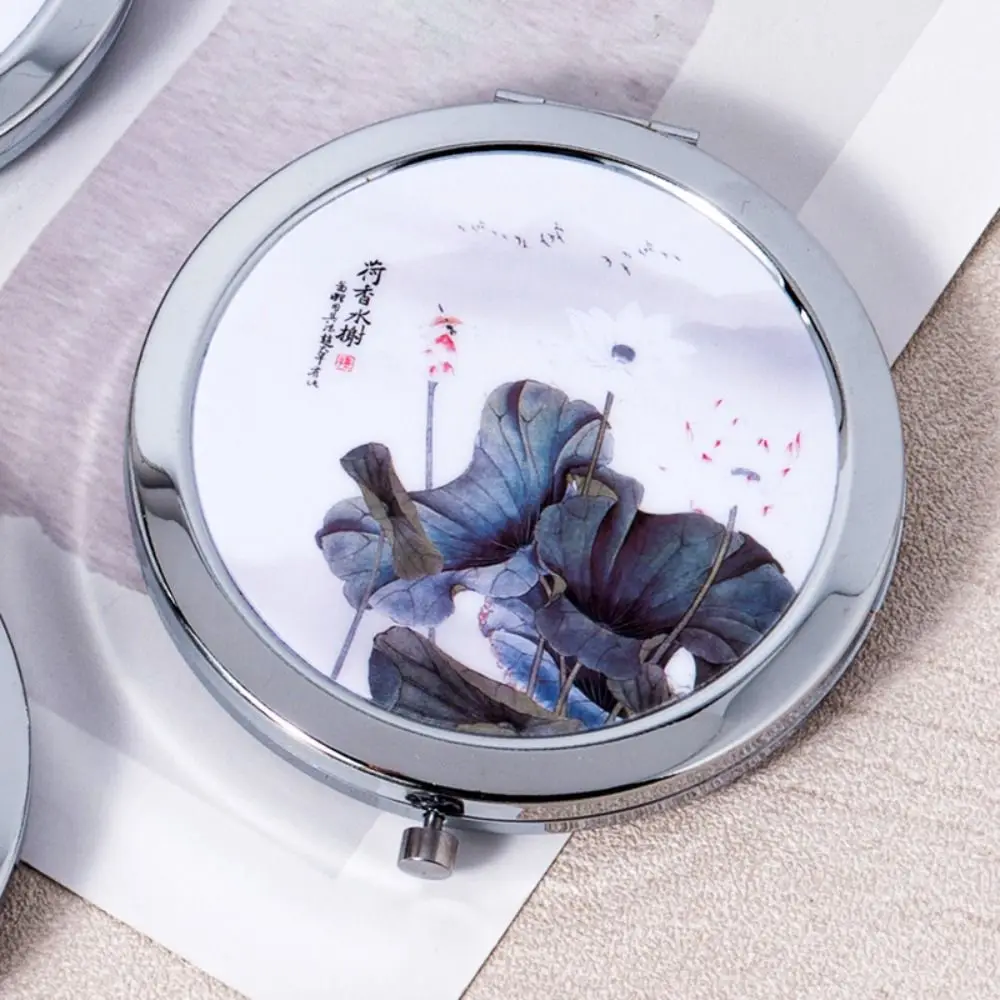 Зеркало для макияжа металлическое компактное зеркало с цветком портативное в