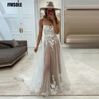 fivsole elegant tulle wedding dress spaghetti straps a line vintage princess bridal bride dress gowns wedding robe de mariee