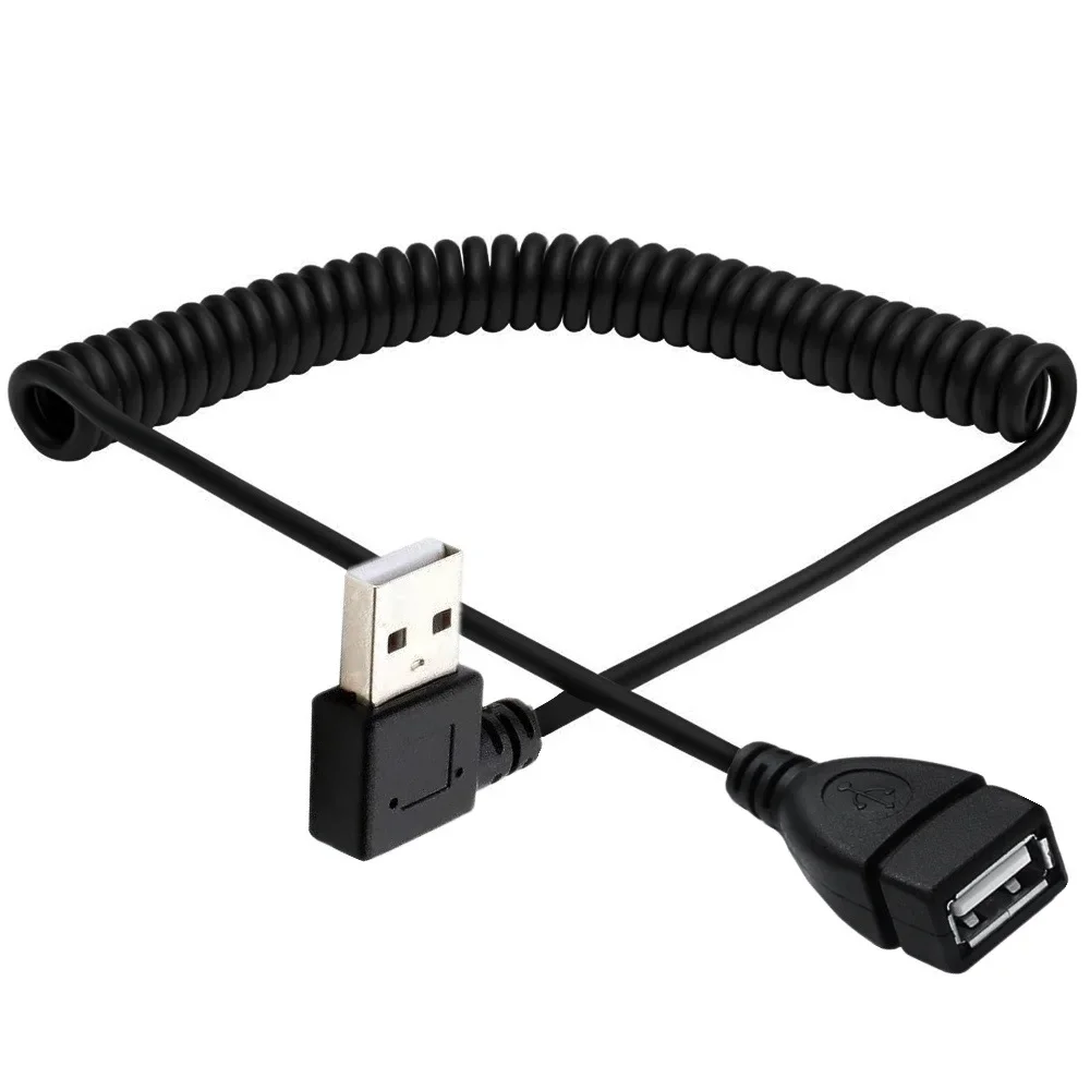 Фото Спиральная катушка USB-кабель вверх вниз, правый левый, угол 90 градусов, удлинитель USB 2.0 «папа-мама», пружинный кабель, 1,5 м/3,3 фута №5