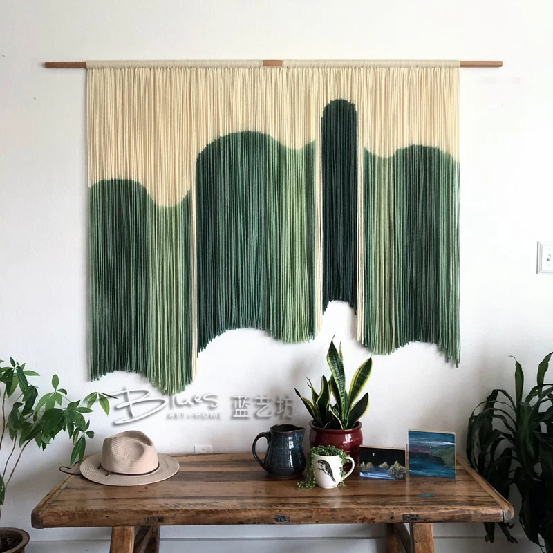 

Tapestry Nordic Style Handwoven Dyeing Simple Tassel Tapestry Wall Hanging Home Living Room Decoration Decorative PaintingD711D