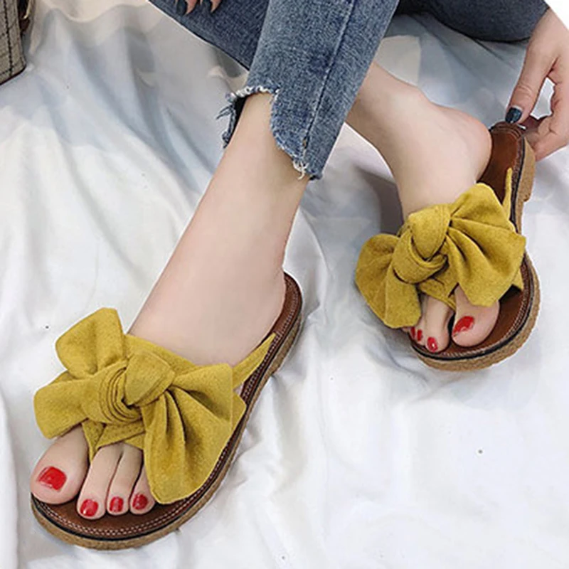 

Hengsong 2022 New Slippers Female Summer Bow Sandals Slippers Indoor Outdoor Flip Flops Beach Shoes Women Fashion Shoes 2022