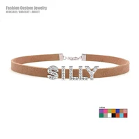 fashion rhinestone letters silly choker collar jewelry women sexy personalized collares chocker cosplay custom name necklaces