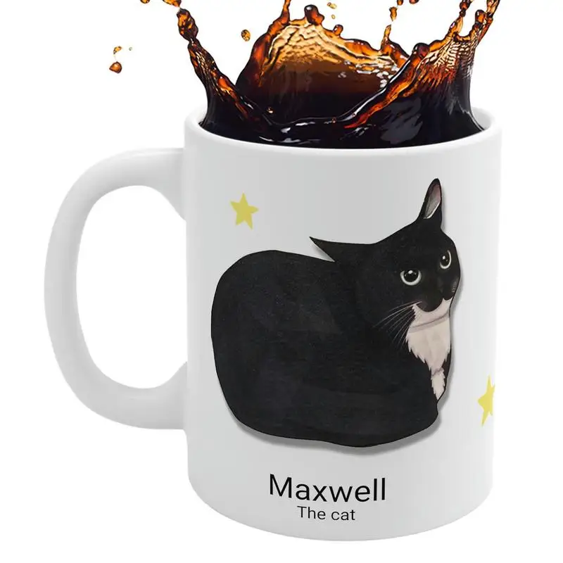 

Maxwell The Cat Ceramic Cup 350ml Coffee Mug For Cat Lover And Board Base And Easy Grip C-shaped Handle Kitchen Accessories