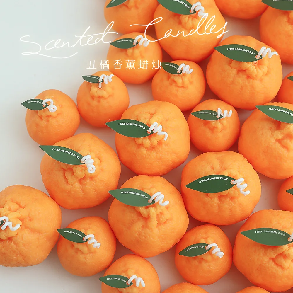 

1PCS Orange Scented Candles Fruit Aromatic Candles Home Decorations Tabel Centerpiece Best Smelling Soywax Candles