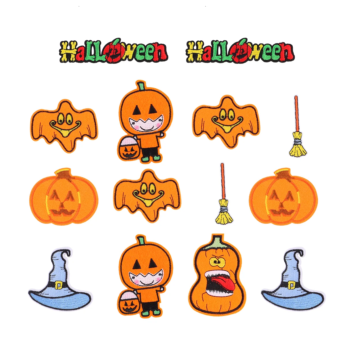 

Pumpkiniron Patchsew Embroidered Applique Decals Sticker Ghost Wizard Hat Broom Embroidery