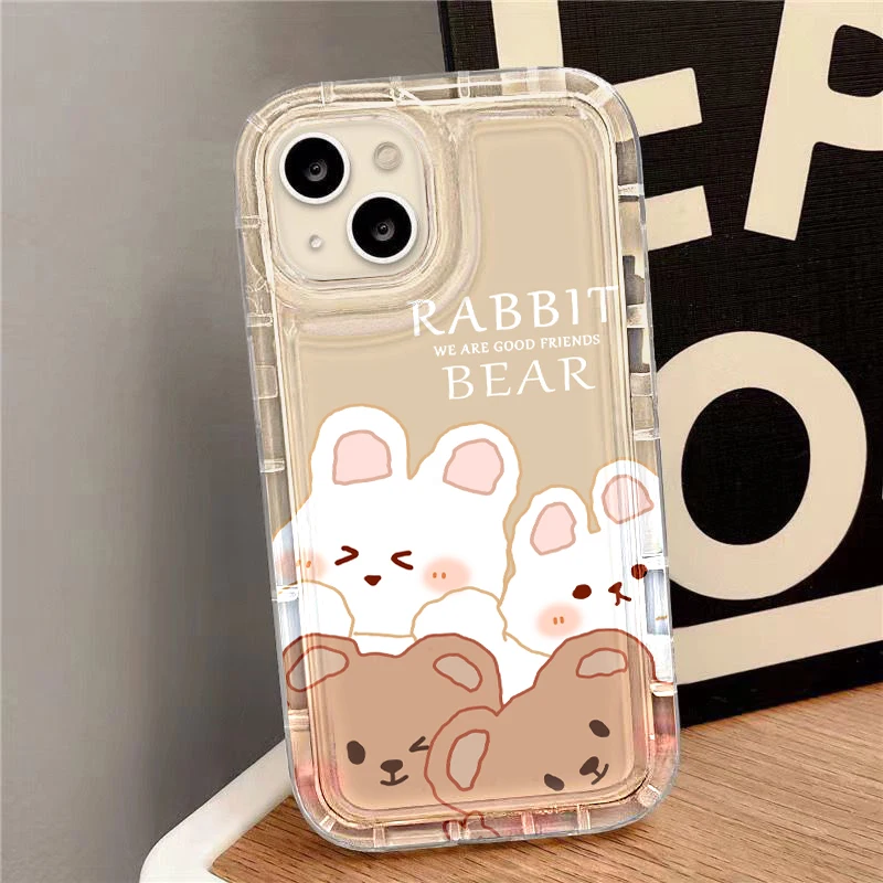

For Xiaomi Mi 11 Lite 5G NE Case Xiaomi Redmi Note 11 10 9 8 Pro 11S 10S 9S 9C NFC 9T 9A 11Pro Plus Cute Bear Rabbit Cases Cover